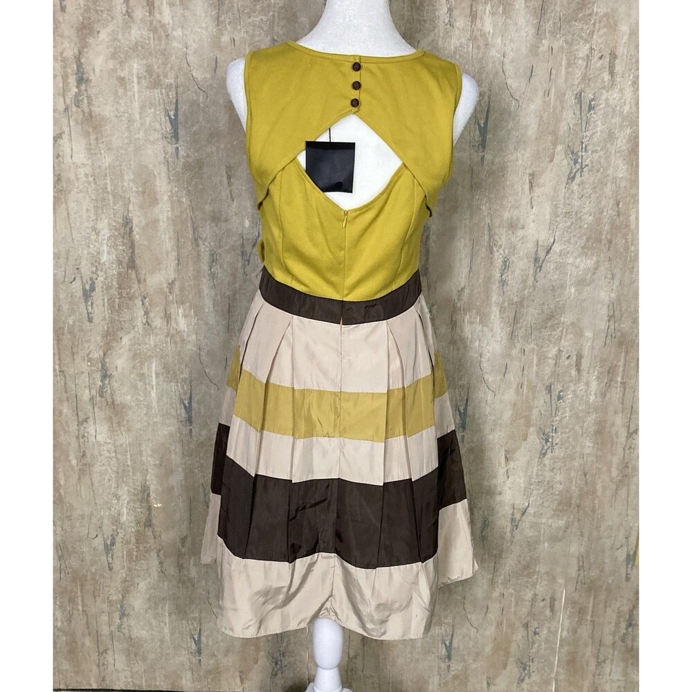 Ryu Anthropologie Dress Medium Cream Brown Yellow Flower Retro Boho NWT - Picture 3 of 11